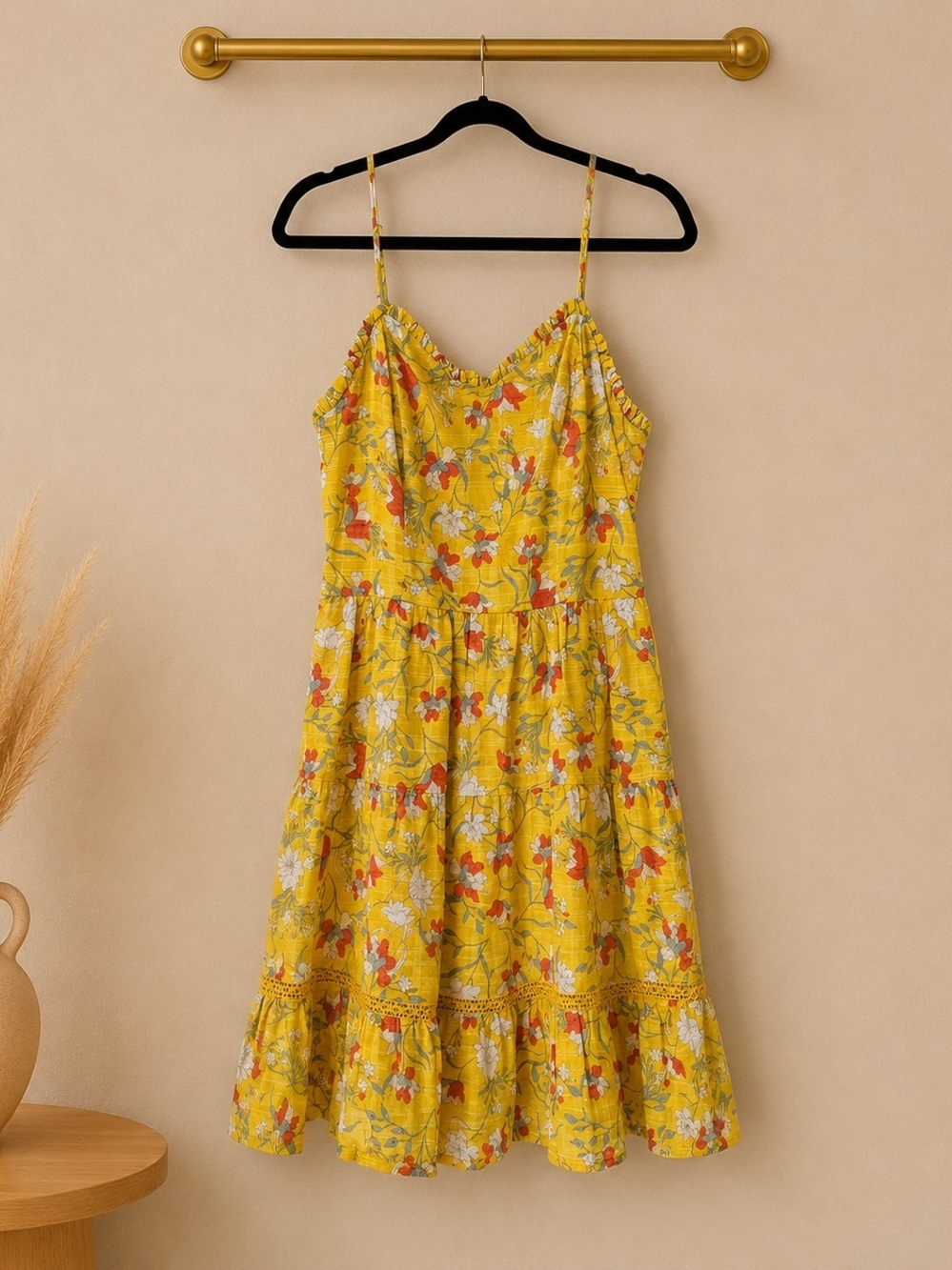 City Triangles Yellow Floral Tiered Sundress